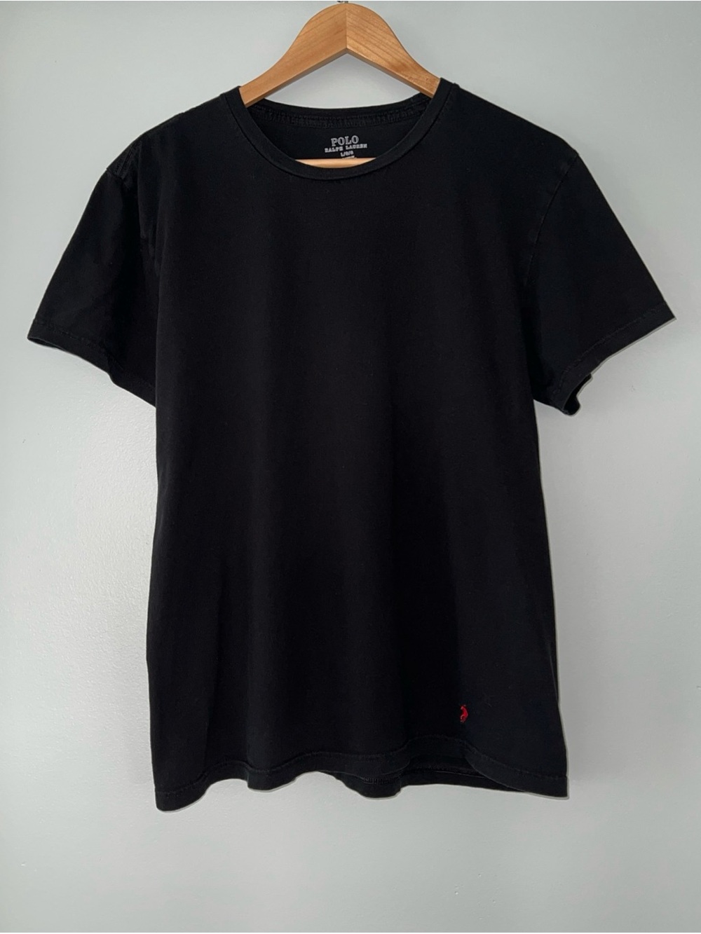 Polo Ralph Lauren Classic Fit Black Short Sleeve Tee with Red Polo Emblem Basic